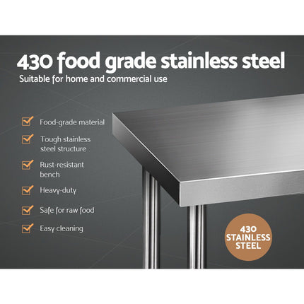 Cefito 1219x610mm Stainless Steel Kitchen Bench 430.