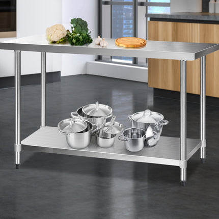 Cefito 1524x610mm Stainless Steel Kitchen Bench 430.