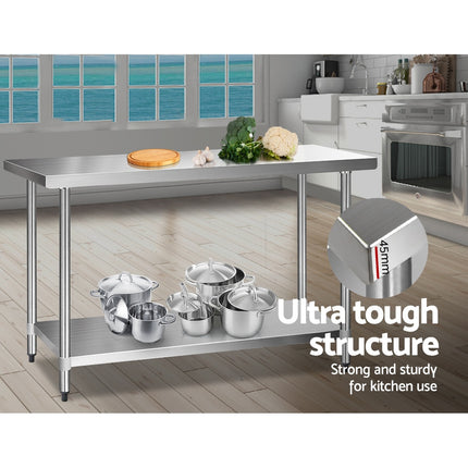 Cefito 1524x610mm Stainless Steel Kitchen Bench 430.