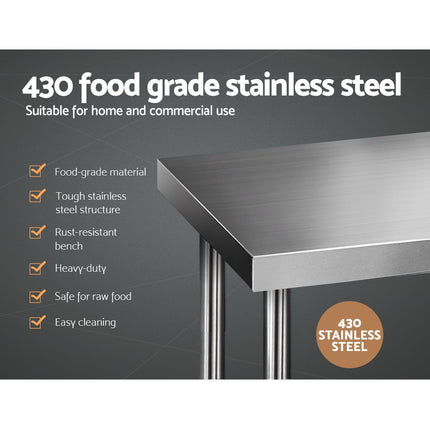 Cefito 1829x610mm Stainless Steel Kitchen Bench 430.