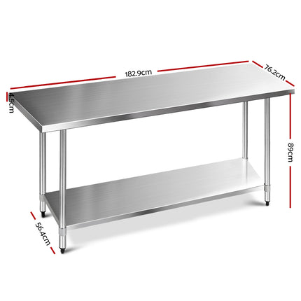 Cefito 1829x760mm Stainless Steel Kitchen Bench 430.