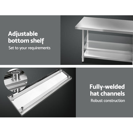 Cefito 1829x760mm Stainless Steel Kitchen Bench 430.