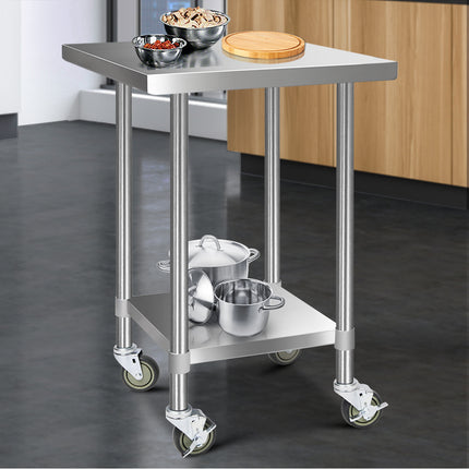 Cefito 760x760mm Stainless Steel Kitchen Bench with Wheels 430.