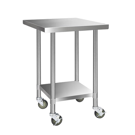 Cefito 760x760mm Stainless Steel Kitchen Bench with Wheels 430.
