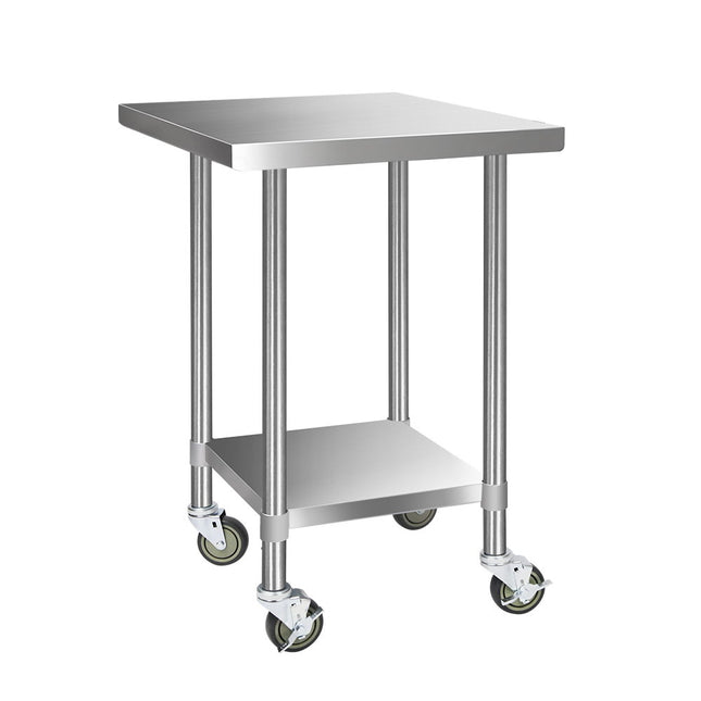 Cefito 760x760mm Stainless Steel Kitchen Bench with Wheels 430.