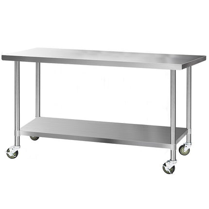 Cefito 1829x760mm Stainless Steel Kitchen Bench with Wheels 430.