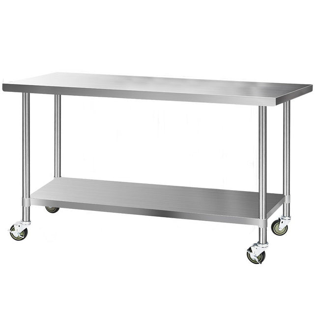 Cefito 1829x760mm Stainless Steel Kitchen Bench with Wheels 430.