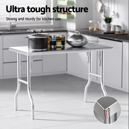 Cefito Stainless Steel Kitchen Benches Work Bench Food Foldable 430.