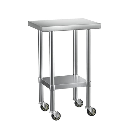 Cefito Stainless Steel Kitchen Benches Work Bench Wheels 61X46CM 430.
