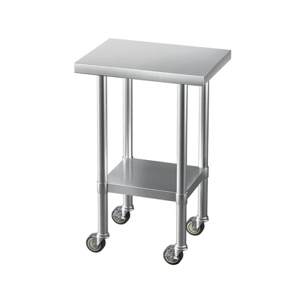 Cefito Stainless Steel Kitchen Benches Work Bench Wheels 61X46CM 430.