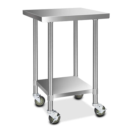 Cefito 610x610mm Stainless Steel Kitchen Bench with Wheels 430.