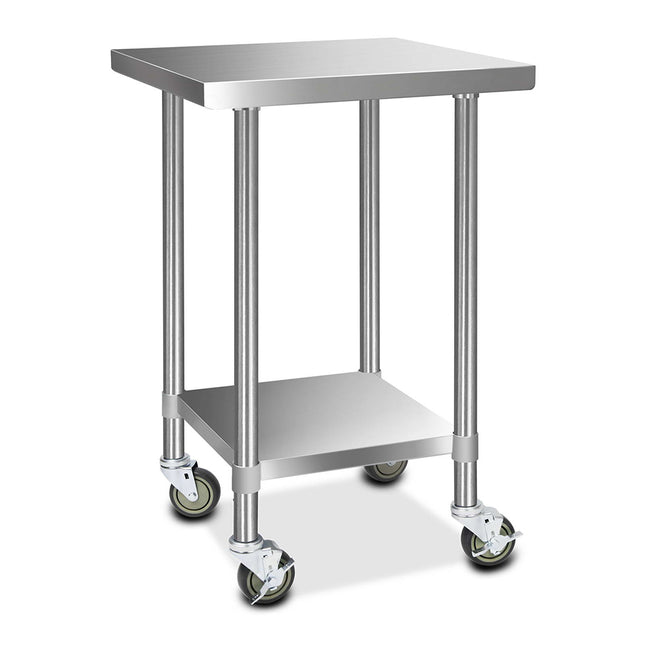 Cefito 610x610mm Stainless Steel Kitchen Bench with Wheels 430.
