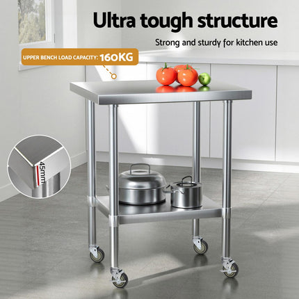 Cefito Stainless Steel Kitchen Bench w/ Splashback 760x610MM 430.