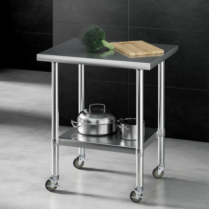 Cefito Stainless Steel Kitchen Bench w/ Splashback 760x610MM 430.