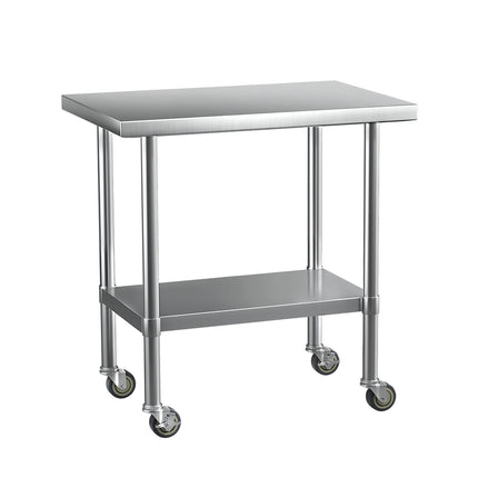 Cefito Stainless Steel Kitchen Benches Work Bench Wheels 91X61CM 430.