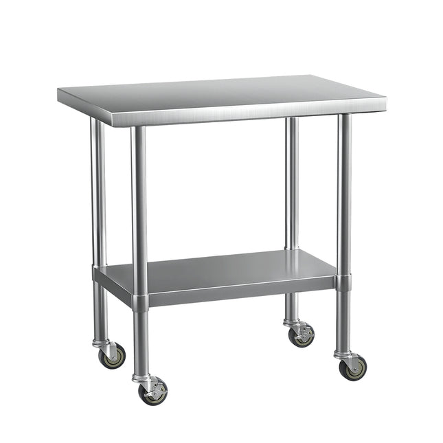 Cefito Stainless Steel Kitchen Benches Work Bench Wheels 91X61CM 430.