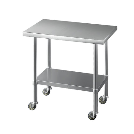 Cefito Stainless Steel Kitchen Benches Work Bench Wheels 91X61CM 430.