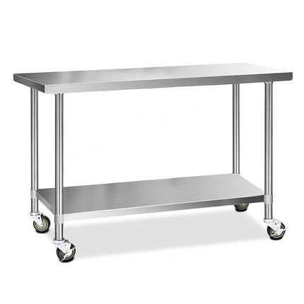 Cefito 1524x610mm Stainless Steel Kitchen Bench with Wheels 430.