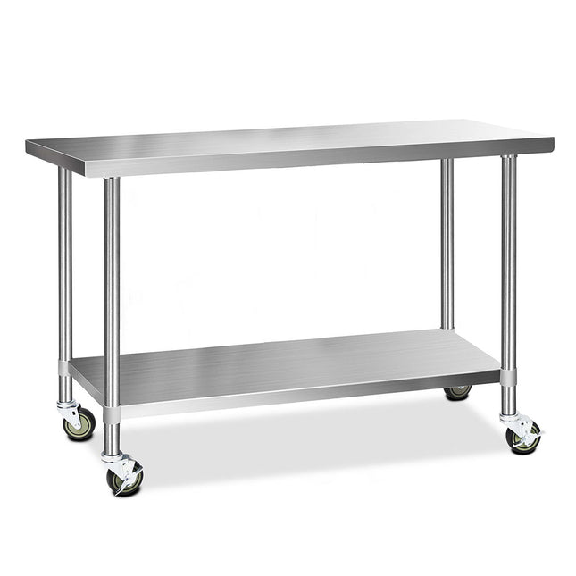 Cefito 1524x610mm Stainless Steel Kitchen Bench with Wheels 430.