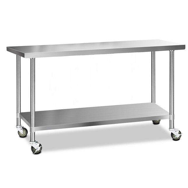 Cefito 1829x610mm Stainless Steel Kitchen Bench with Wheels 430.