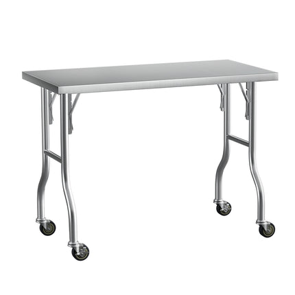 Cefito Stainless Steel Kitchen Benches Work Bench Wheels 122X61CM 430.