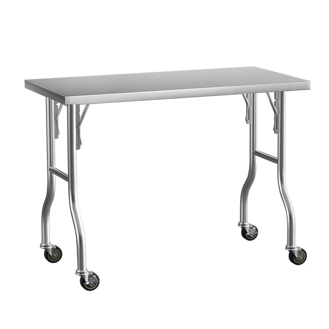 Cefito Stainless Steel Kitchen Benches Work Bench Wheels 122X61CM 430.
