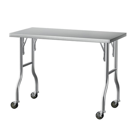Cefito Stainless Steel Kitchen Benches Work Bench Wheels 122X61CM 430.