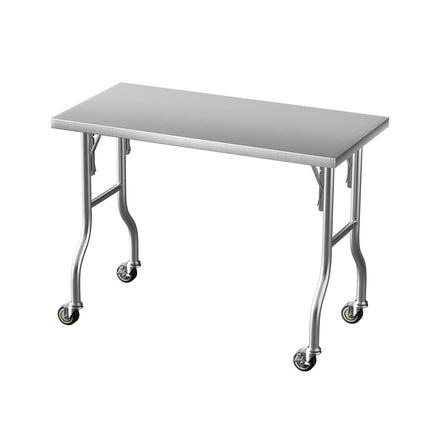 Cefito Stainless Steel Kitchen Benches Work Bench Wheels 122X61CM 430.