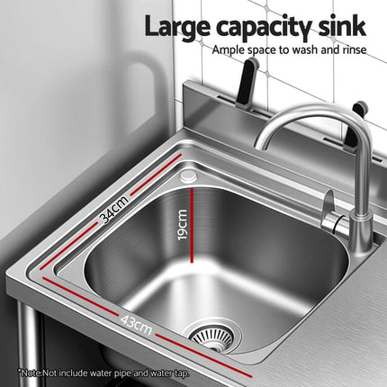 Cefito Stainless Steel Kitchen Bench Work Table with Sink Splashback 120cm.