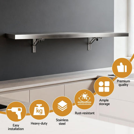 Cefito Commercial Stainless Steel Wall Shelf Kitchen Storage Rack 1200x300mm.