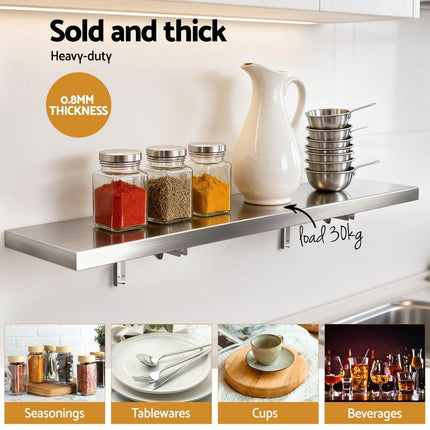 Cefito Commercial Stainless Steel Wall Shelf Kitchen Storage Rack 1200x300mm.