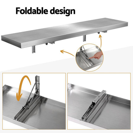 Cefito Commercial Stainless Steel Wall Shelf Kitchen Storage Rack 1200x300mm.
