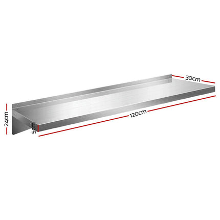 Cefito 1200mm Stainless Steel Kitchen Wall Shelf Mounted Rack.