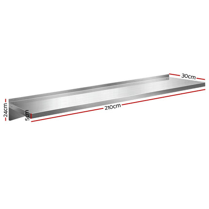 Cefito 2PCS 1200mm Stainless Steel Kitchen Wall Shelf Mounted Rack.