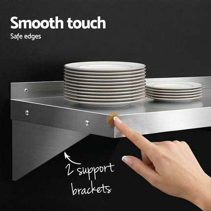 Cefito 2PCS 1200mm Stainless Steel Kitchen Wall Shelf Mounted Rack.
