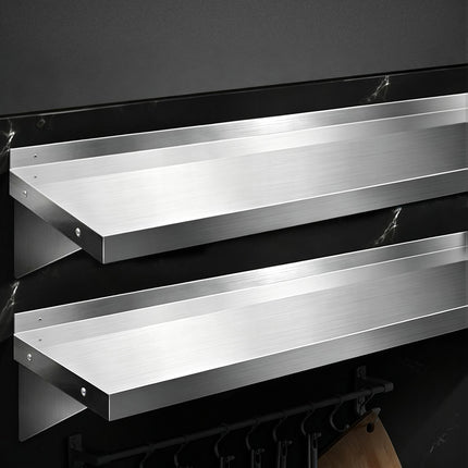 Cefito 2PCS 1200mm Stainless Steel Kitchen Wall Shelf Mounted Rack.