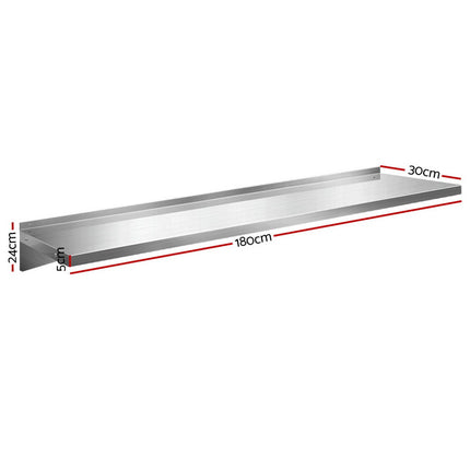 Cefito 1800mm Stainless Steel Kitchen Wall Shelf Mounted Rack.