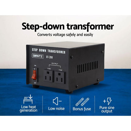 Giantz Step Down Transformer 200W 240V TO 110V Stepdown Voltage Converter AU-US.