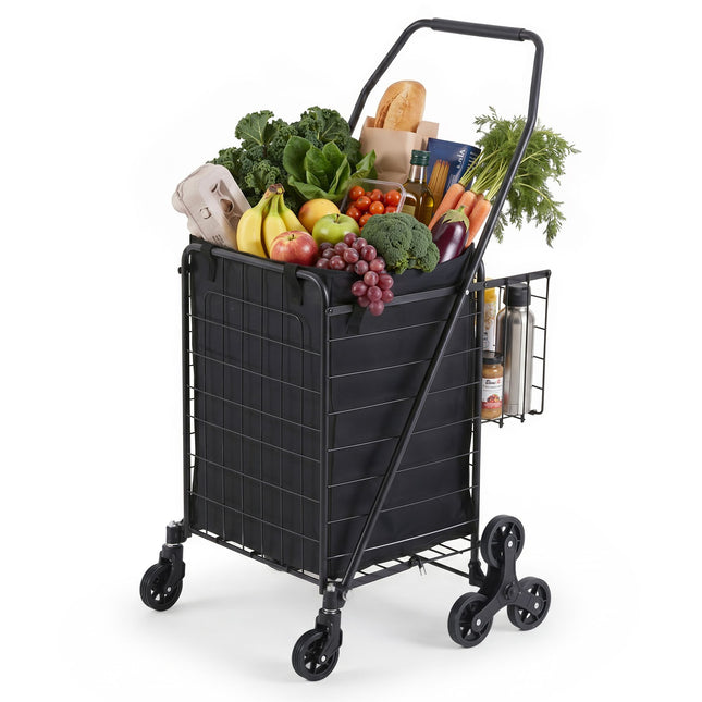 Emajin Shopping Trolley Cart Folding Aluminium Utility Cart Black.