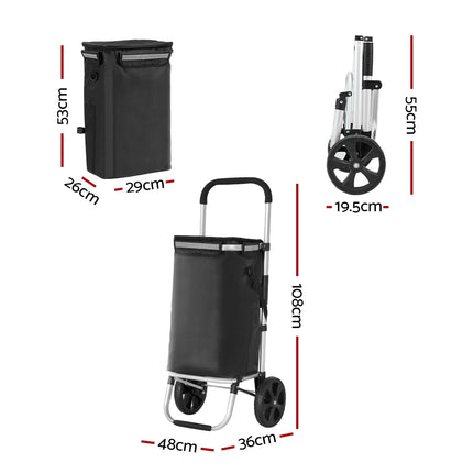 Emajin Shopping Trolley Cart Foldable 45KG Black.