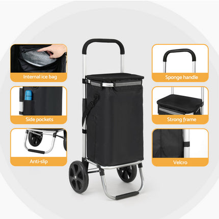 Emajin Shopping Trolley Cart Foldable 45KG Black.