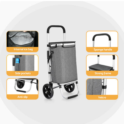 Emajin Shopping Trolley Cart 45KG Foldable Grey.