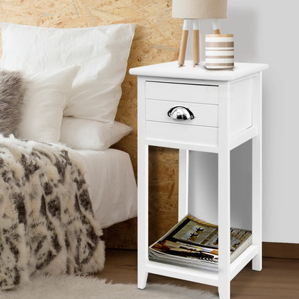 Artiss Bedside Table Vintage - THYME White.