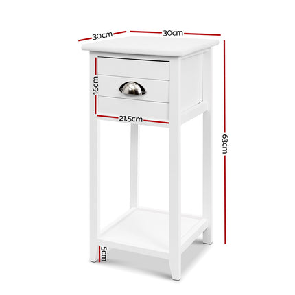 Artiss Bedside Table Vintage - THYME White.