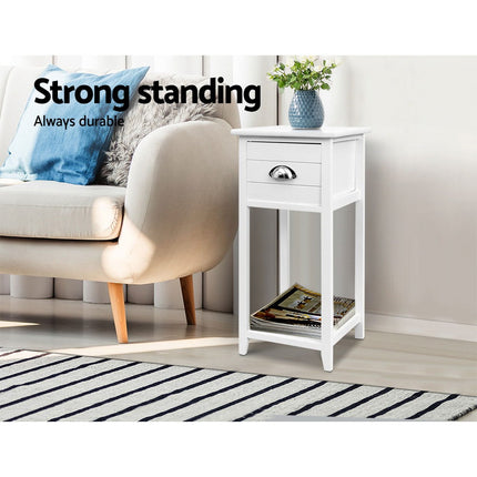 Artiss Bedside Table Vintage - THYME White.