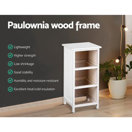 Artiss Bedside Table Bathroom Storage Cabinet 3 Drawers White.