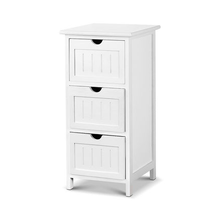 Artiss Bedside Table Bathroom Storage Cabinet 3 Drawers White.