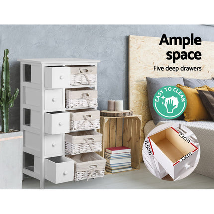 Artiss 5 Chest of Drawers with 5 Baskets - MAY.