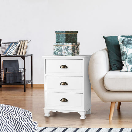 Artiss Bedside Table 3 Drawers Vintage - THYME White.