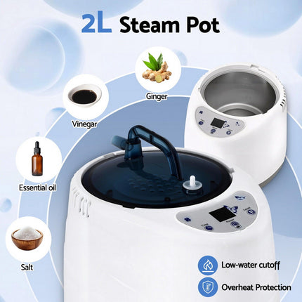 Devanti Portable Steam Sauna Tent 1000W 2L Steamer Pot Personal Home SPA Timer.